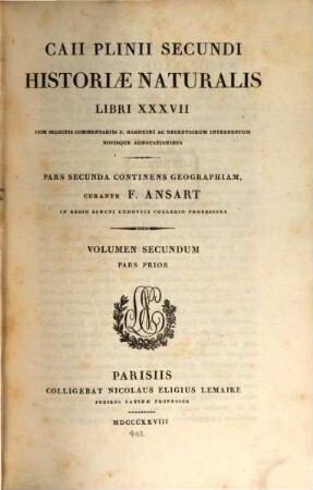 Caii Plinii Secundi Historiae naturalis libri XXXVII. 2,1