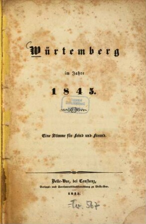 Würtemberg im Jahre 1845