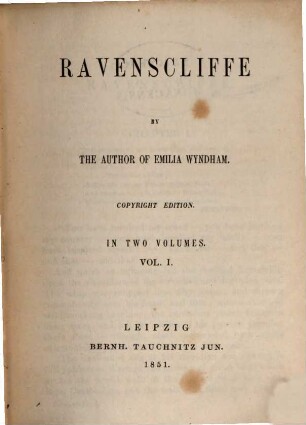Ravenscliffe : in 2 vols.. 1