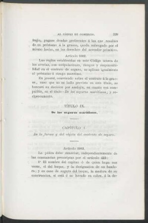 Título IX. - De los seguros marítimos.