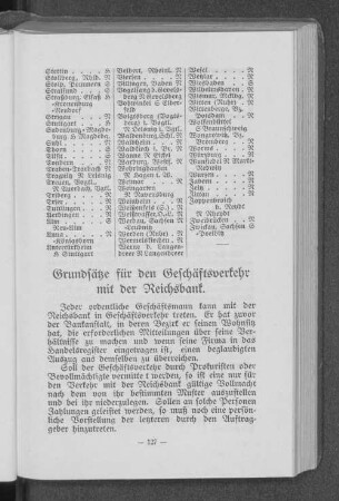 Grundsätze für den Geschäftsverkehr mit der Reichsbank.