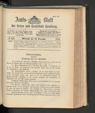 No. 291, 29. November 1916