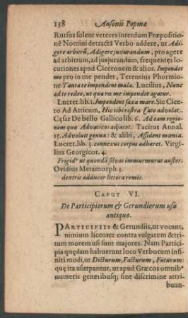 Caput VI. De Participiorum & Gerundiorum usu antiquo.