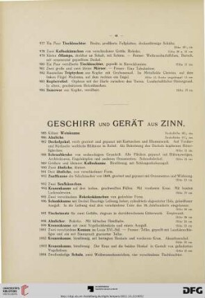 Geschirr und Gerät aus Zinn (Nr. 985-1078)