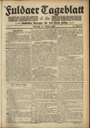 Ausgabe vom Dienstag, den 11. Januar 1921.