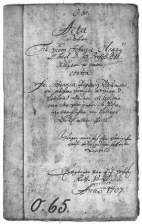 Johann Olearius klagt gegen Johanne Regine Brummer wegen eines auf dem Haus Hennigs im Salzgäßchen haftenden Kapitals