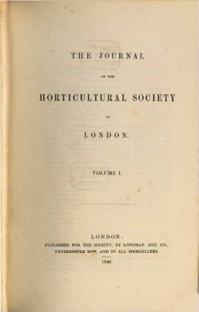Journal of the Royal Horticultural Society, 1. 1846