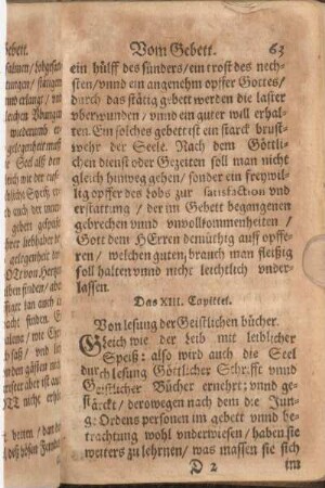 Das XIII. Capittel. Von lesung der Geistlichen bücher.