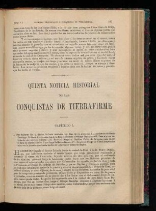 Quinta noticia historial de las conquistas de Tierra Firme.