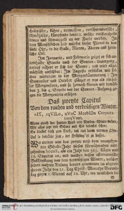 Das zweyte Capitul: Von rauhen und verdrüßigen Wintern