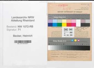 Entnazifizierung Heinrich Becker , geb. 19.02.1914 (Tischler)