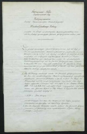 Weidabfindungsvertrag zwischen der württembergischen Staatsfinanzverwaltung und der hohenzollern-sigmaringischen Gemeinde Heiligenzimmern, 1848.