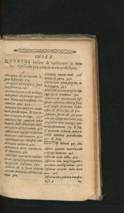 Index Quartus rerum & verborum in toto hoc opusculo prae ceteris memorabilium