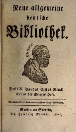 Neue allgemeine deutsche Bibliothek. 60. 1801