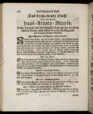 Das dreyzehende Buch, Von allerhand Haus-Artzney-Mitteln, [...]