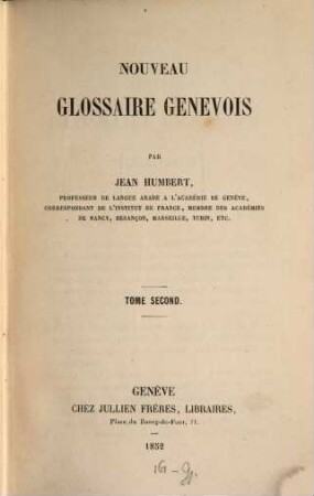 Nouveau Glossaire Genevois. 2, J - Z