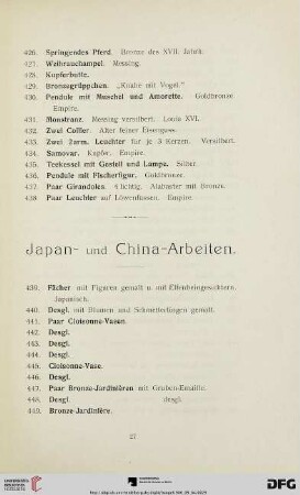 Japan- und China-Arbeiten (Nr. 439-500)