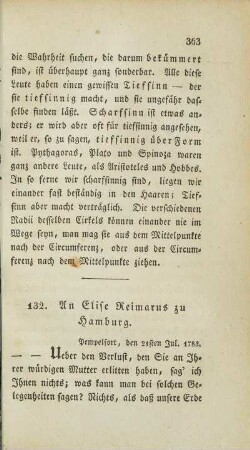 132. An Elise Reimarus zu Hamburg.