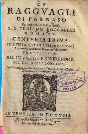De Ragguagli di Parnasso : Centuria ..., 1