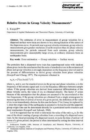 Relative errors in group velocity measurements