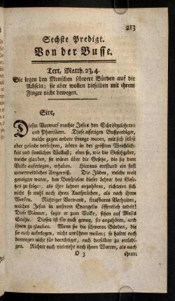 213-250, Sechste Predigt