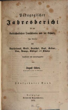 Pädagogischer Jahresbericht : von .... 15. 1862 (1863)