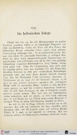 VIII. Die hellenischen Kriege