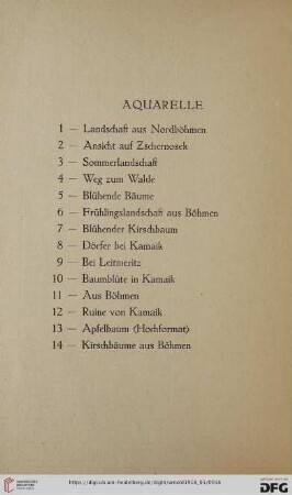 Aquarelle (Nr. 1-42)