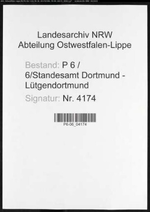 Sterberegister Standesamt Dortmund-Lütgendortmund (X)