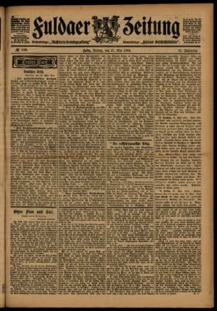 Erste Ausgabe vom Freitag, den 27. Mai 1904.