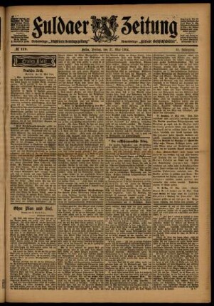 Erste Ausgabe vom Freitag, den 27. Mai 1904.