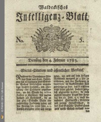 No. 5, Dienstag den 4. Februar 1783