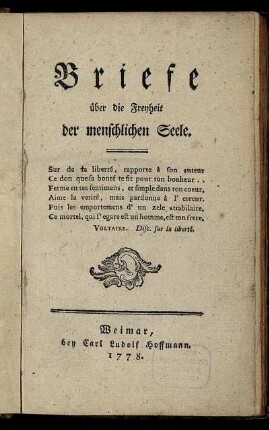Briefe über die Freyheit der menschlichen Seele