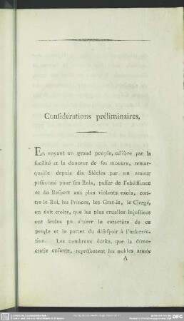 Considérations préliminaires