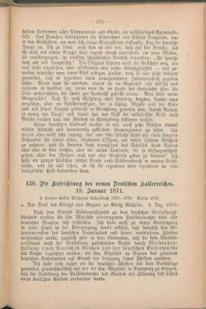 130. Die Aufrichtung des neuen Deutschen Kaiserreiches. 18. Januar 1871.