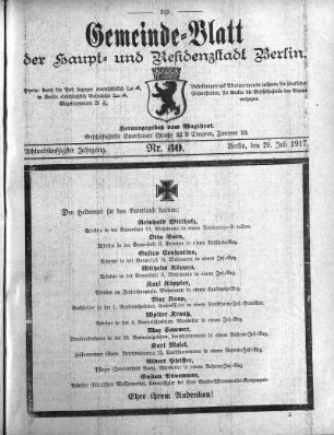 1917,30: Nr. 30, 29. Juli 1917