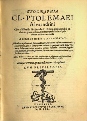 Geographia Cl. Ptolemaei Alexandrini : [gewidmet] Kardinal Aloysius Cornelius, 0