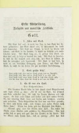 Erste Abtheilung. Religiöse und moralische Lesestücke