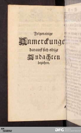 Folgen einige Anmerckungen darauff sich obige Andachten beziehen.