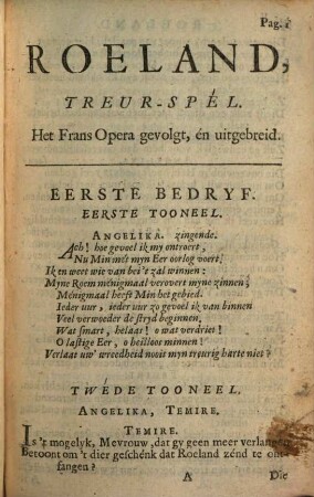 Roeland : Treur-Spél ; Het Frans Opera gevolgt