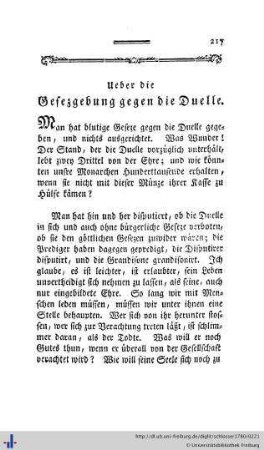 8. Ueber die Gesetzgebung der Duelle