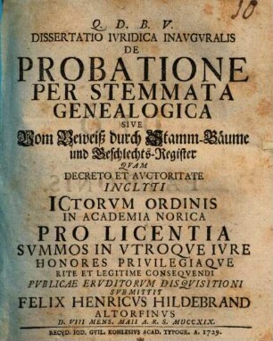 De probatione per stemmata genealogica