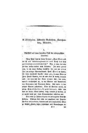 Historische Nachrichten, Korrespondenz, Miscellen