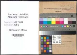 Entnazifizierung Maria Schneider , geb. 19.06.1895 ()