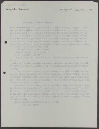 Nr. 2: Brief von Karl Schwarzschild an Hendrik A. Lorentz, Göttingen, 9.7.1907