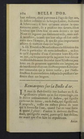 Remarques sur la Bulle d'or.
