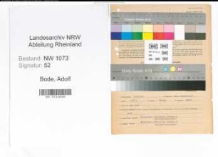 Entnazifizierung Adolf Bode , geb. 16.02.1886 (Steuersekretaer)