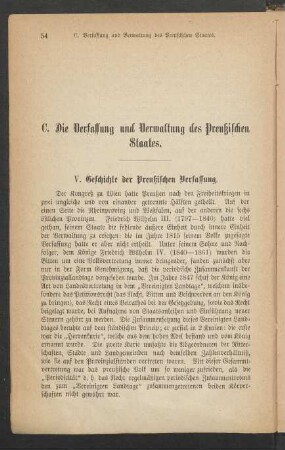 C. Die Verfassung und Verwaltung des Preußischen Staates