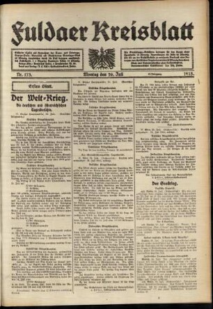 Erste Ausgabe vom Montag, den 26. Juli 1915.