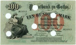 Geldschein, 100 Mark, 1.7.1874